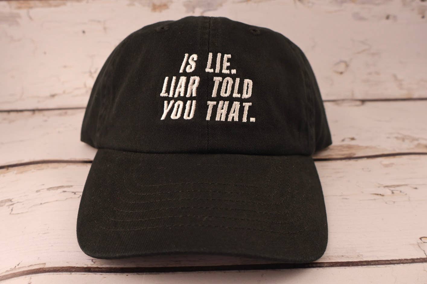 Black "Is Lie" Embroidered Dad Hat