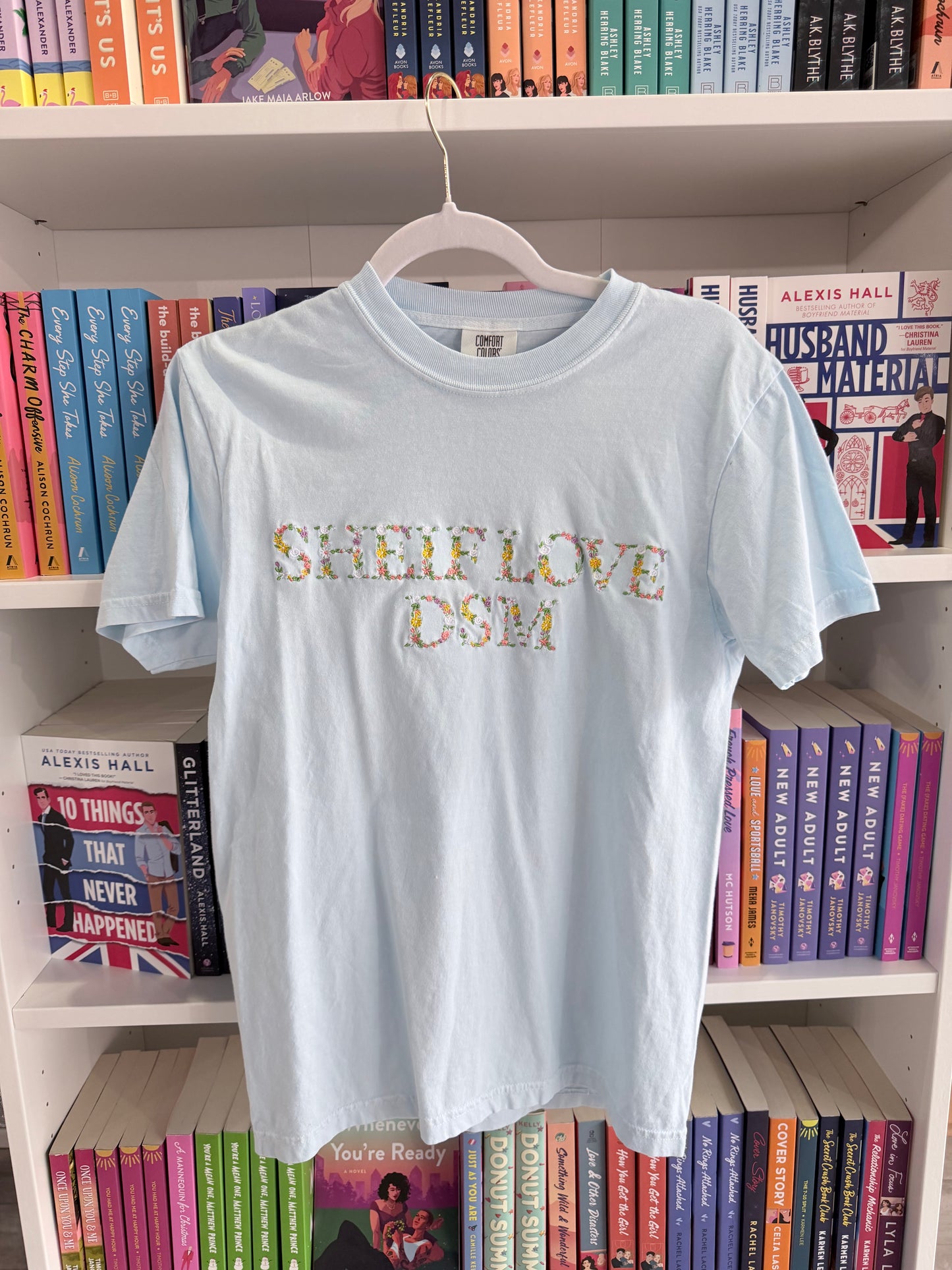 Light Blue Shelf Love DSM Embroidered T-Shirt