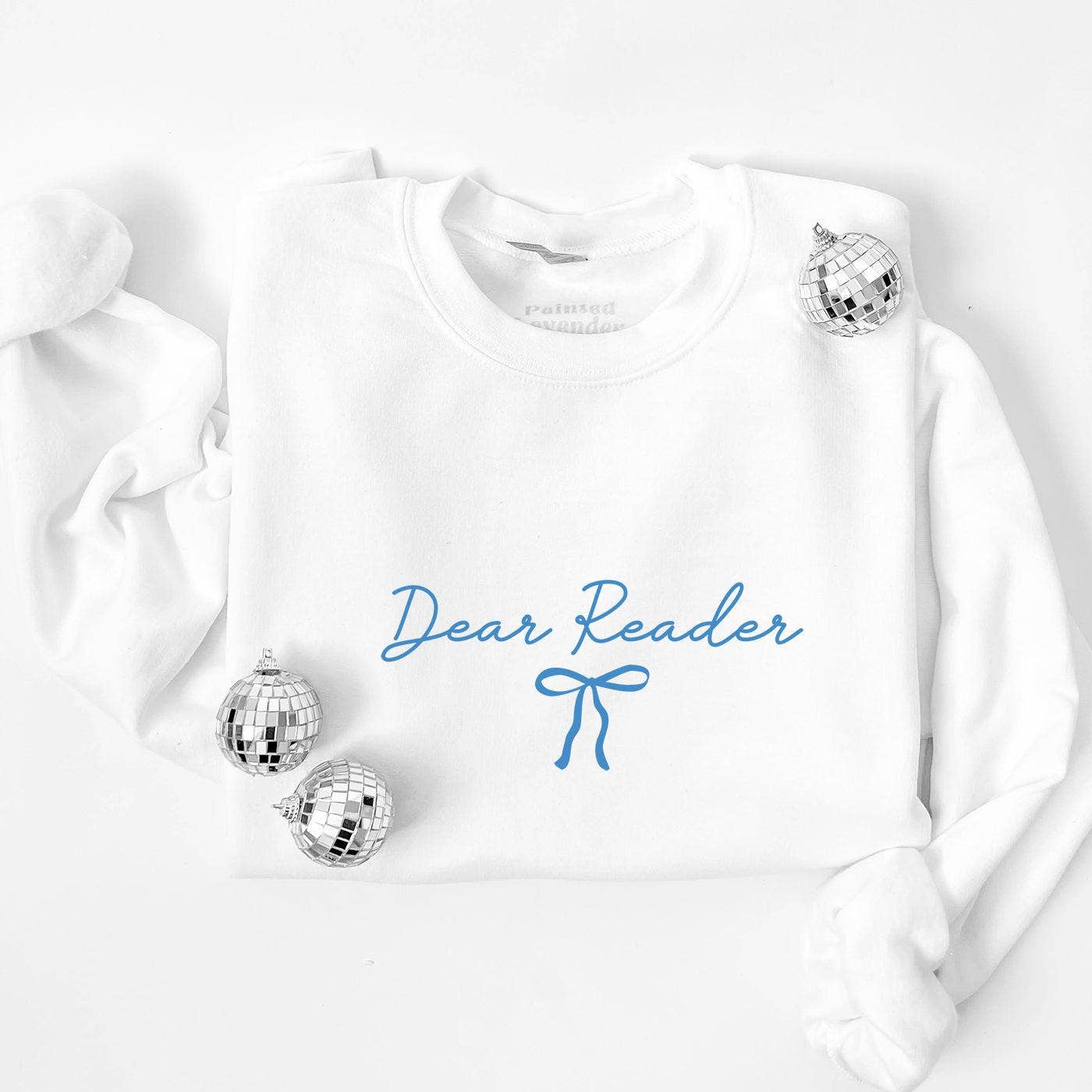 Light Blue Dear Reader Bow Crewneck