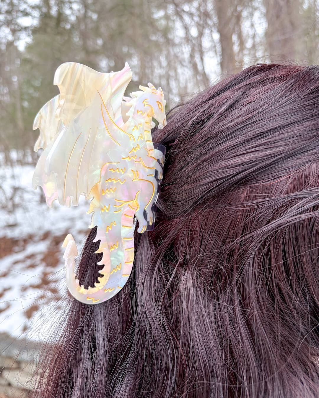Cream Dragon Hair Claw Clip