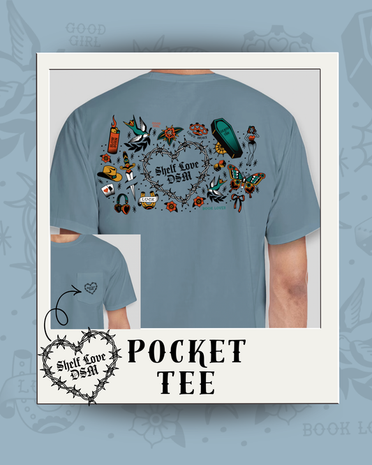 Shelf Love DSM Vintage Tattoo-Style Blue Pocket T-Shirt | PRE-ORDER