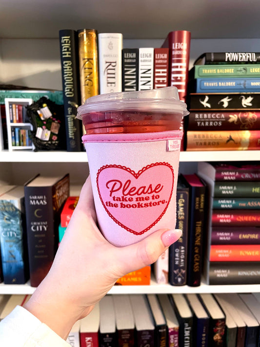 "Please Take Me To The Bookstore" Coffee Drink Sleeve