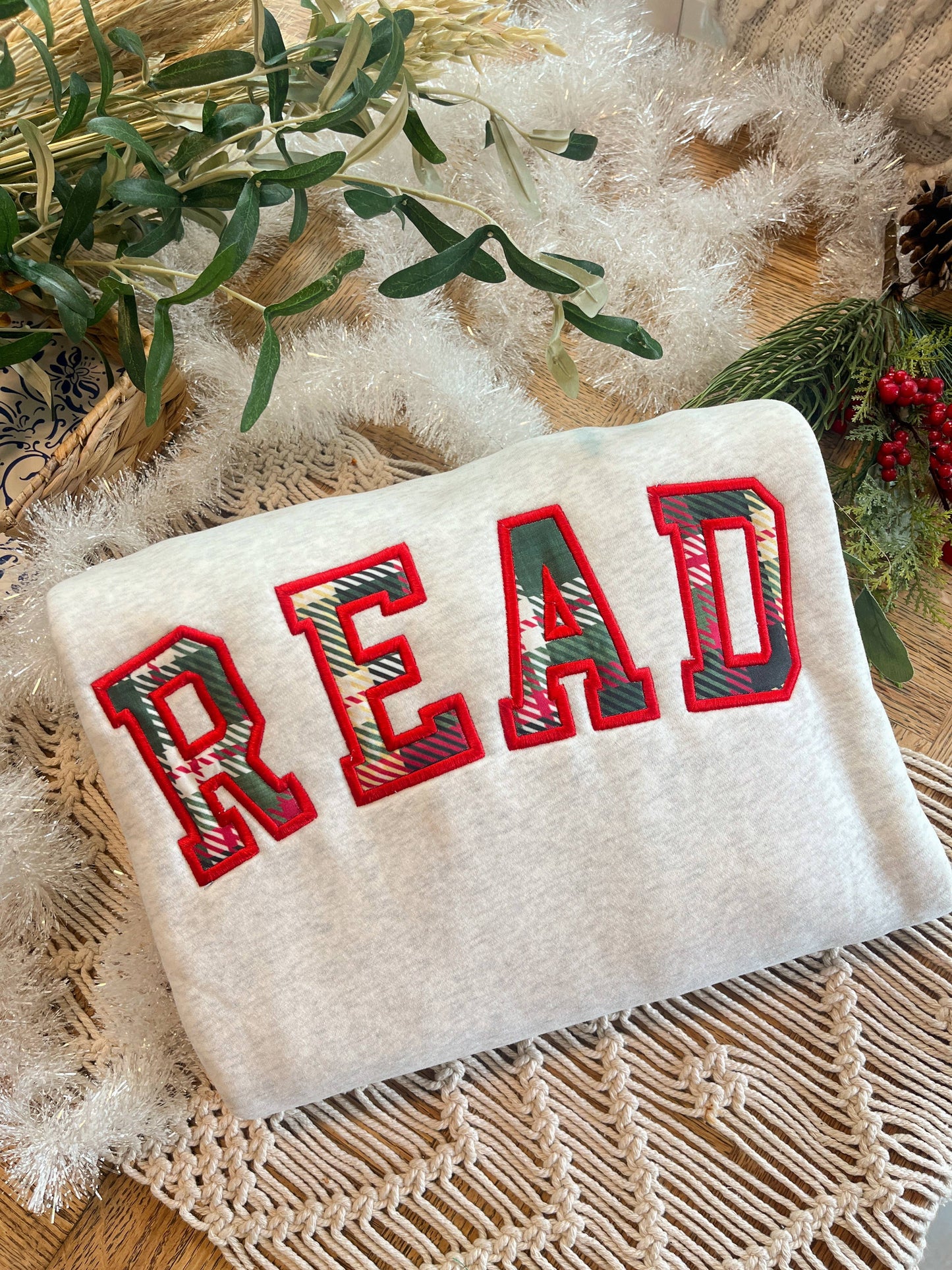 Ash Grey READ Christmas Crewneck Sweatshirt