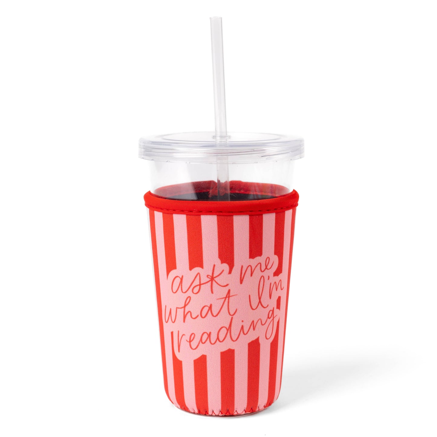 "Ask Me What I'm Reading" Drink Sleeve, Iced Coffee Koozie