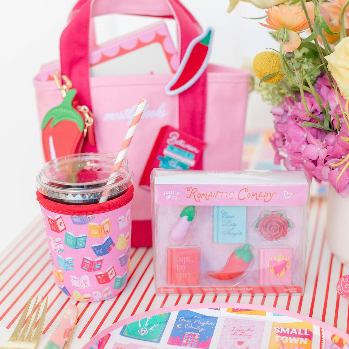 Rom Com Book Themed Beverage Sleeve -  Medium