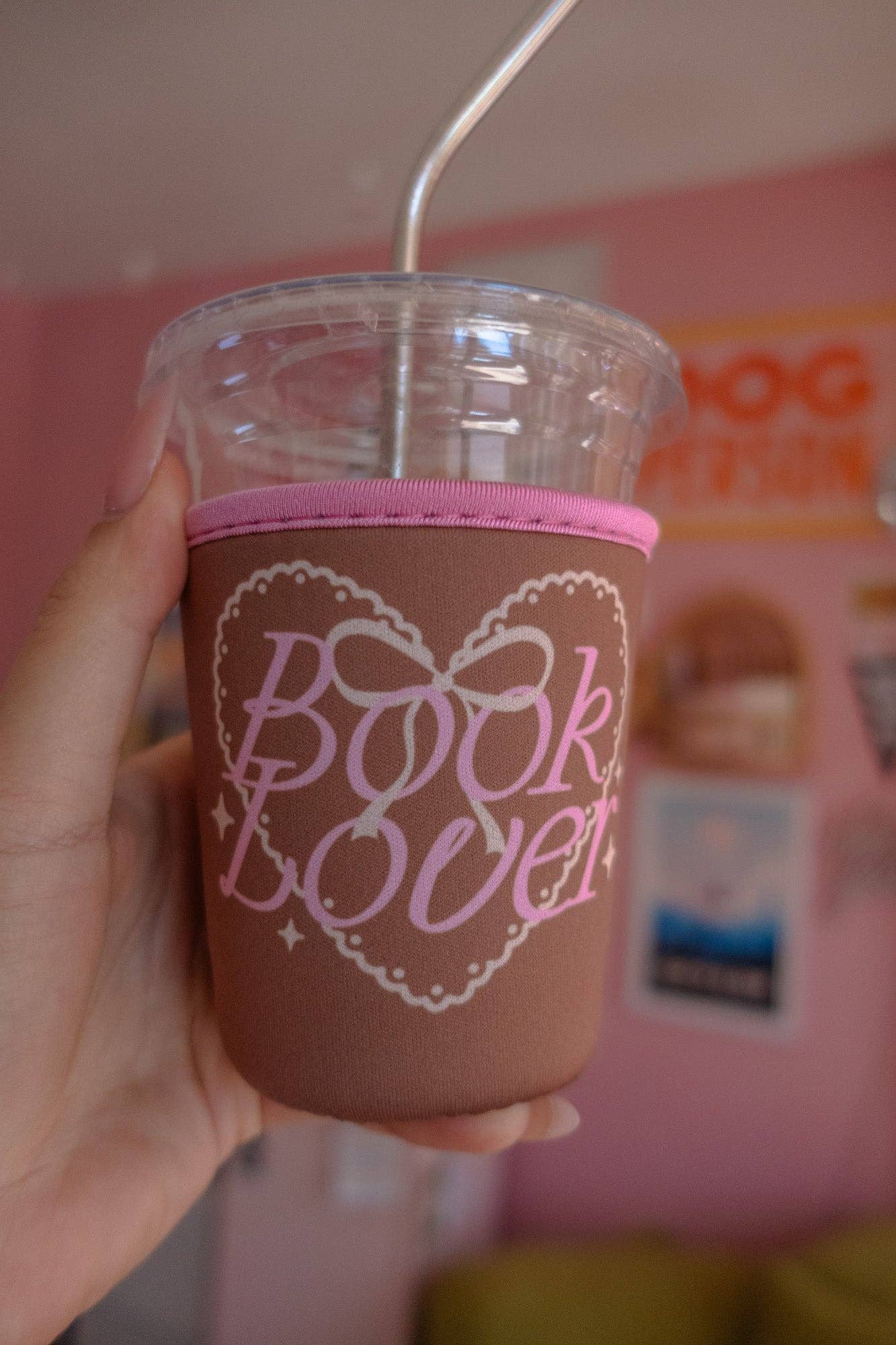 Brown "Book Lover" Coffee Sleeve: Small (16oz/Grande)
