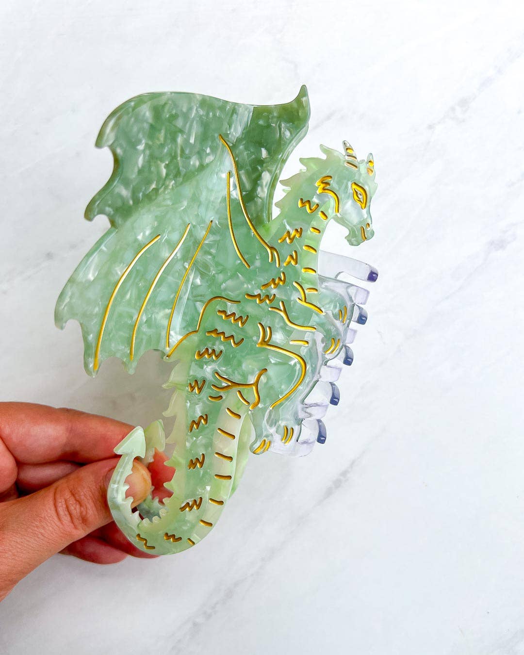 Green Dragon Hair Claw Clip