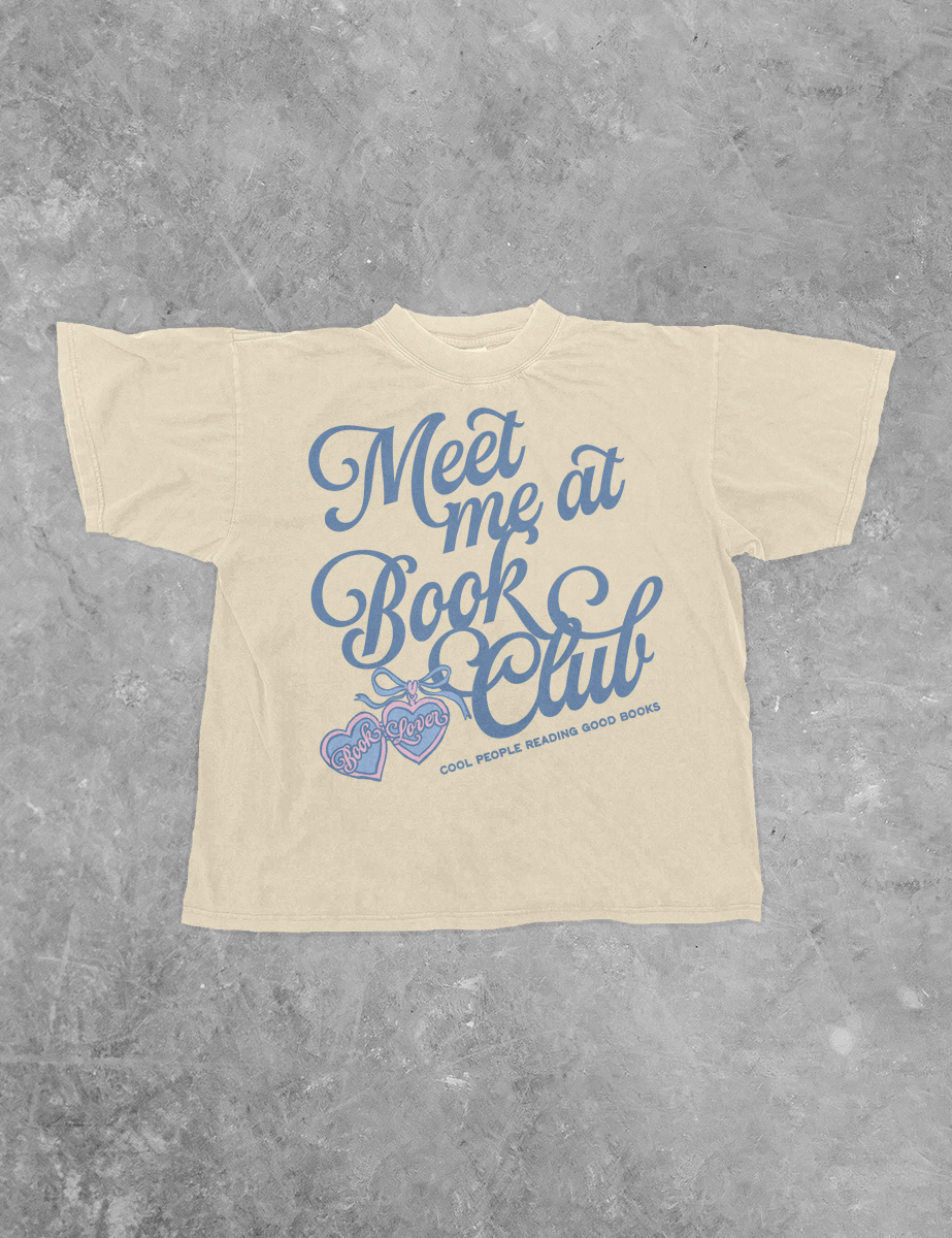 Ivory Meet Me at Book Club Boxy Cotton T-Shirt