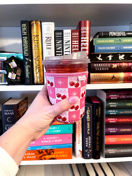 Cherry Bow Coquette Girl Iced Coffee Drink Sleeve