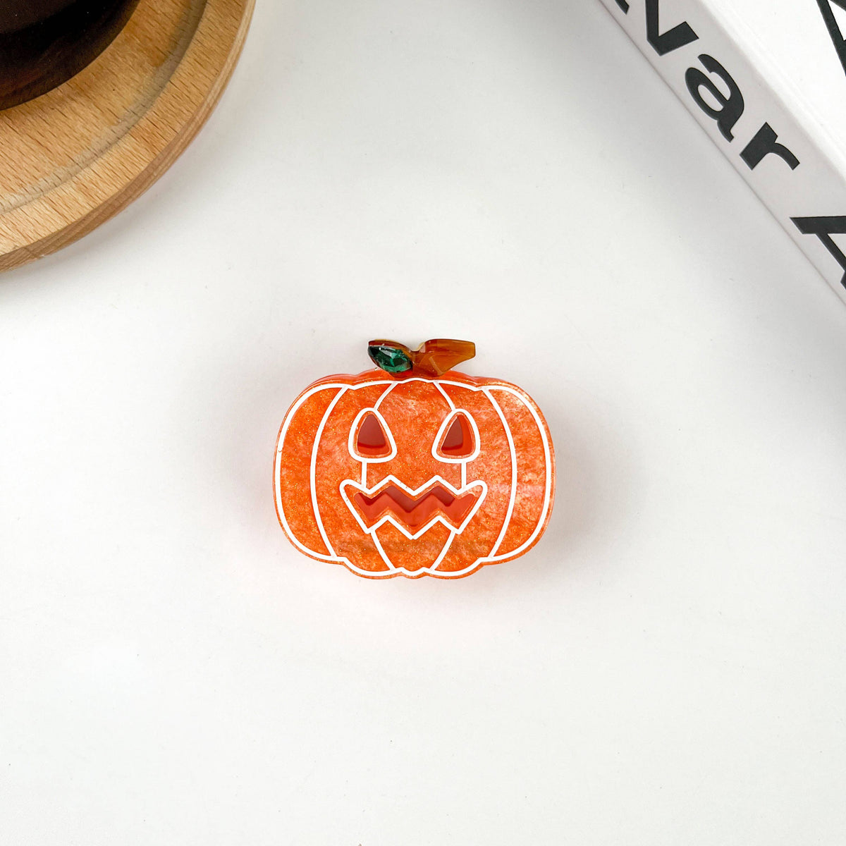 Small Orange Pumpkin Hair Clip