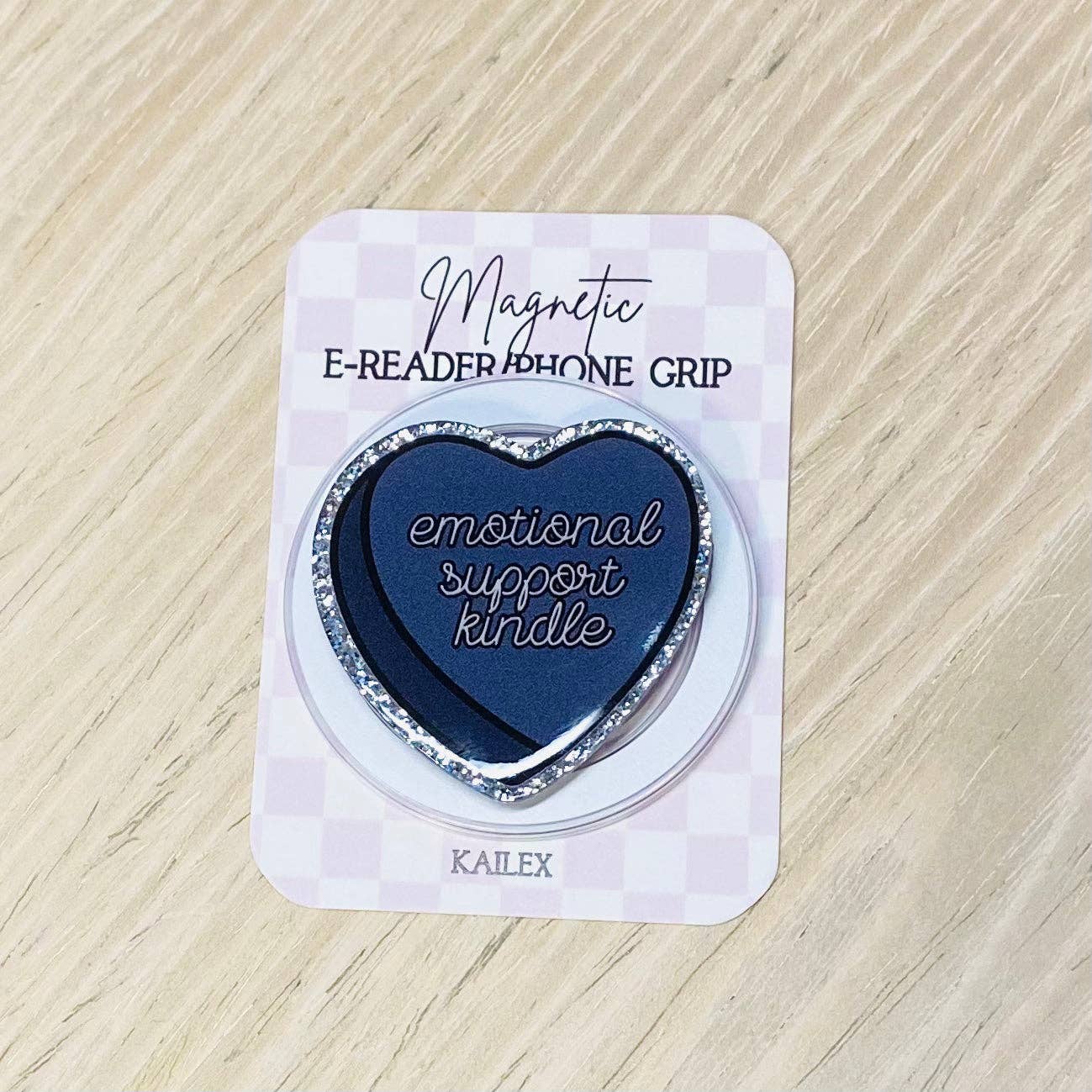 "Emotional Support Kindle" Heart Adhesive E-Reader/Phone Grip