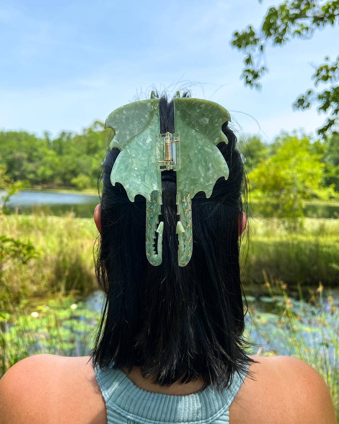 Green Dragon Hair Claw Clip