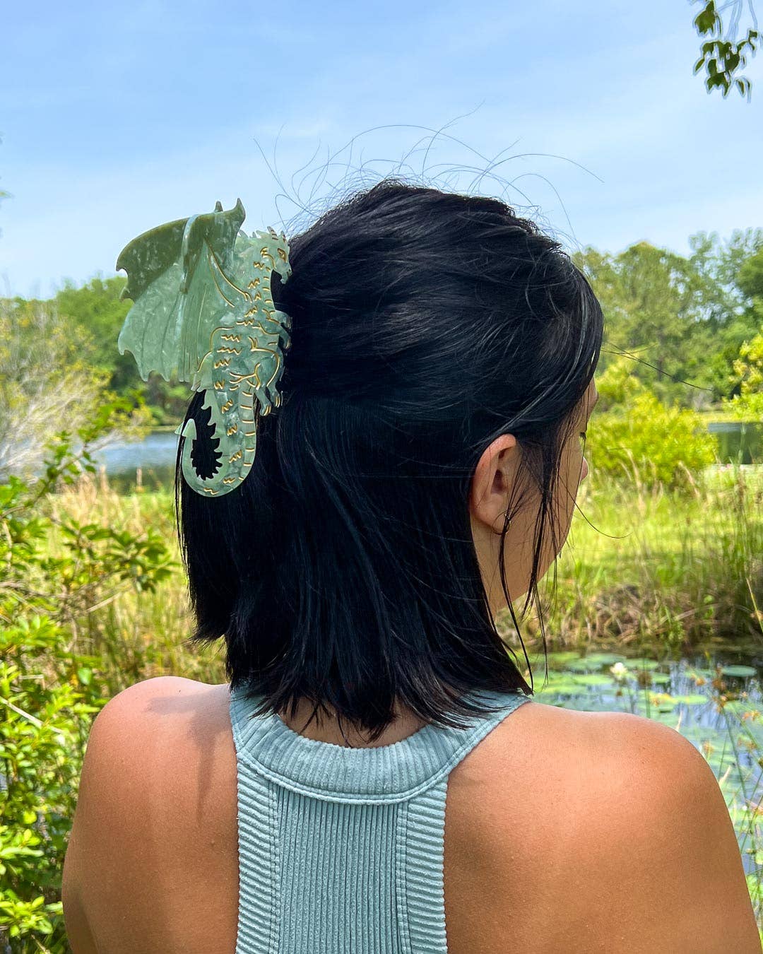 Green Dragon Hair Claw Clip