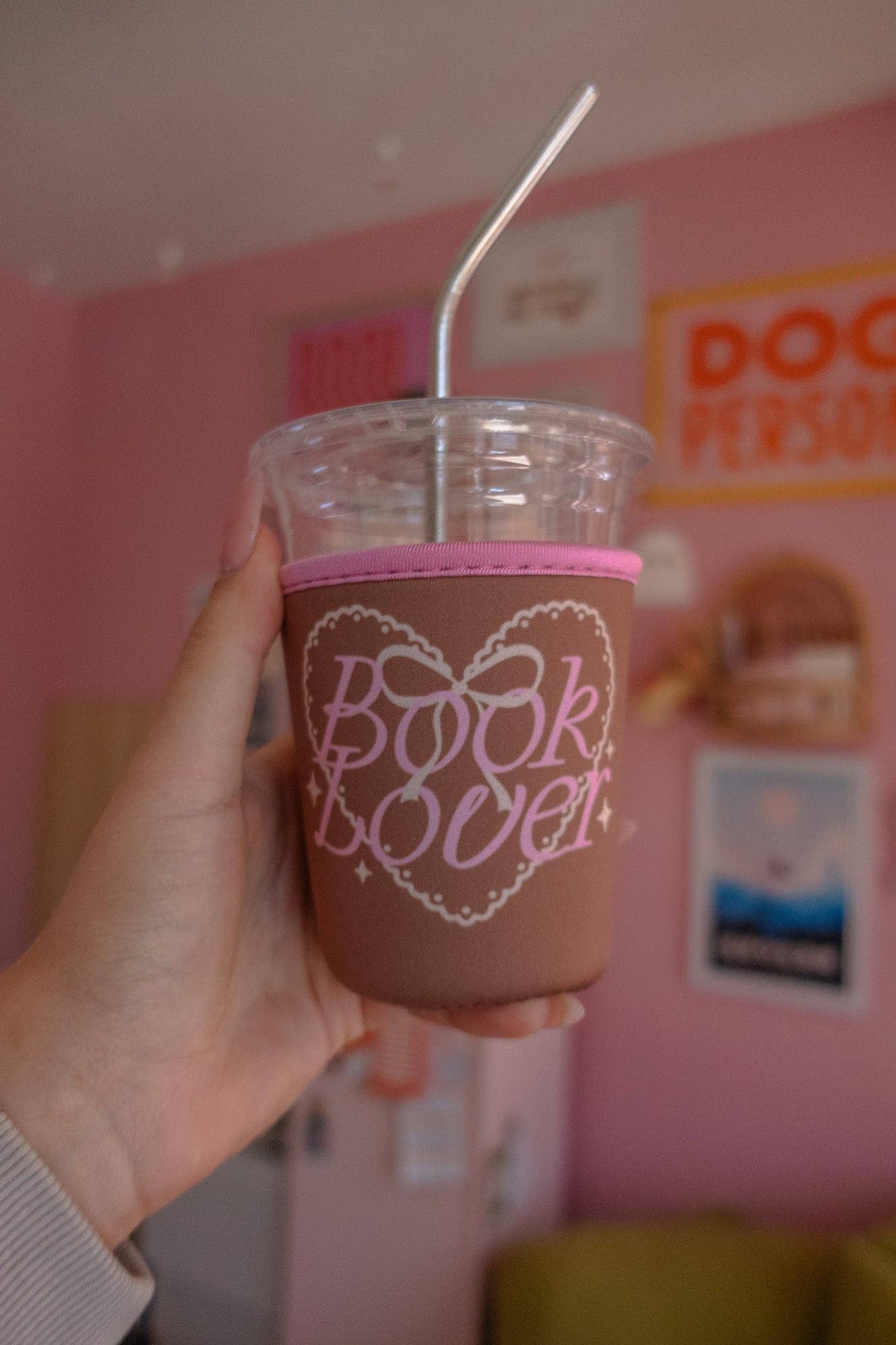 Brown "Book Lover" Coffee Sleeve: Small (16oz/Grande)