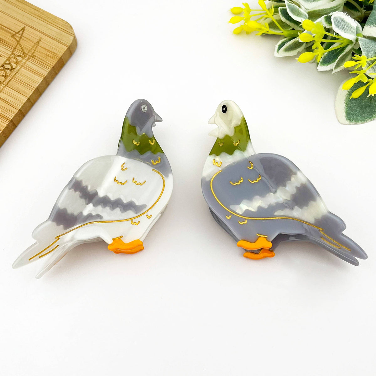 Acetate Pigeon Hair Claw Clip, Bird Hair Clip: Light gray