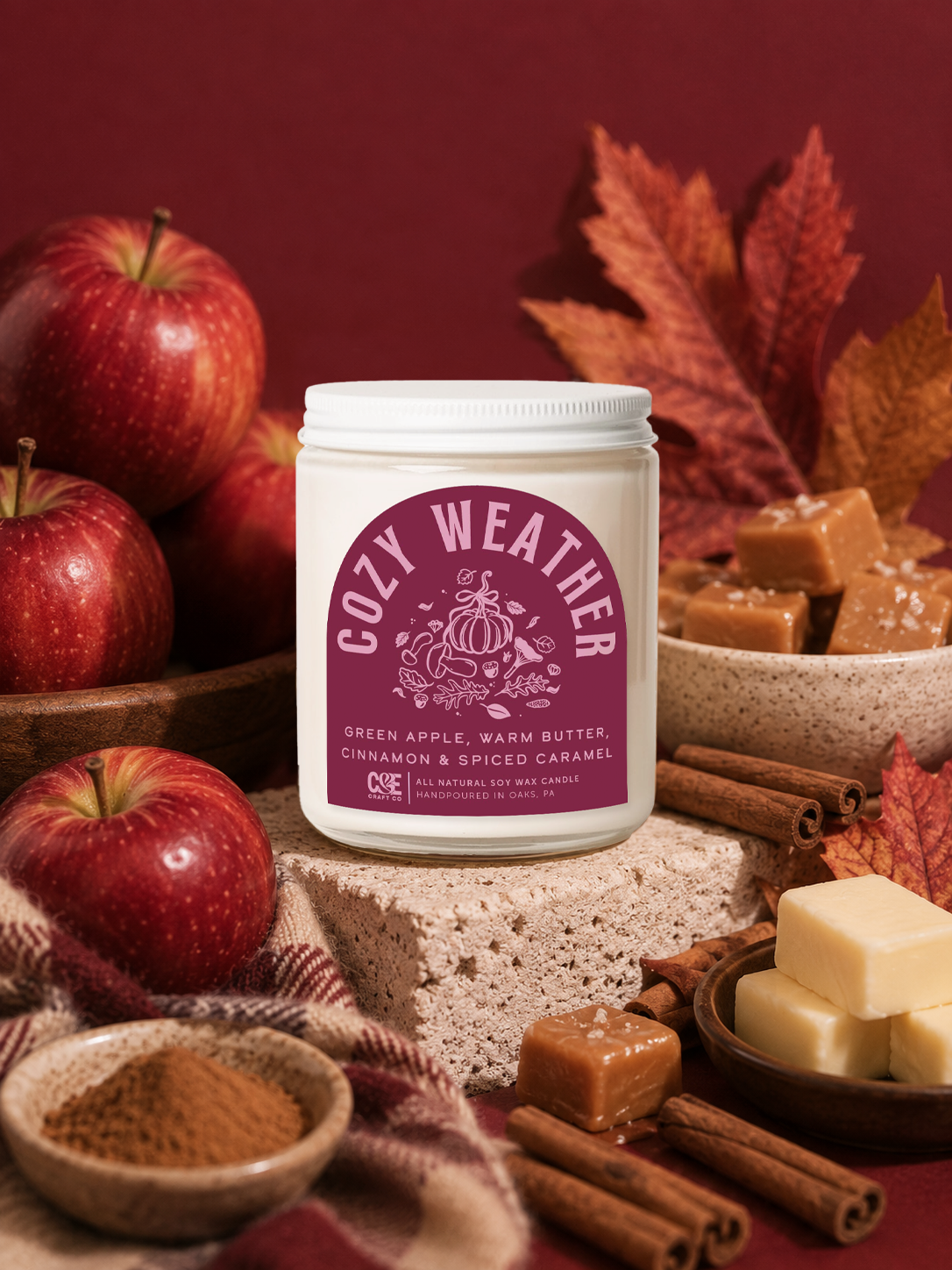 Cozy Weather Scented Candle: 8 oz Candle