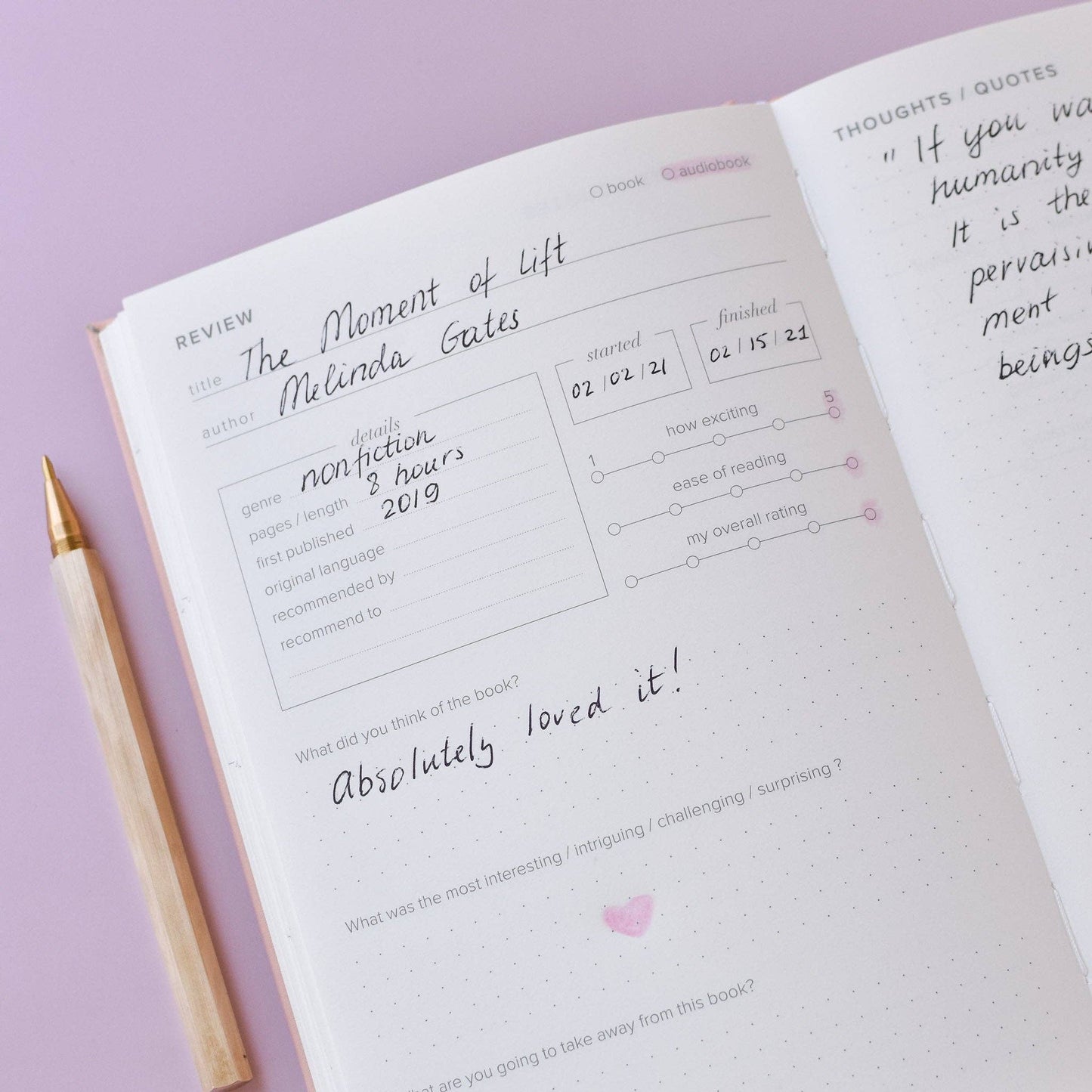 Blush Reading Journal (Avid Reader)