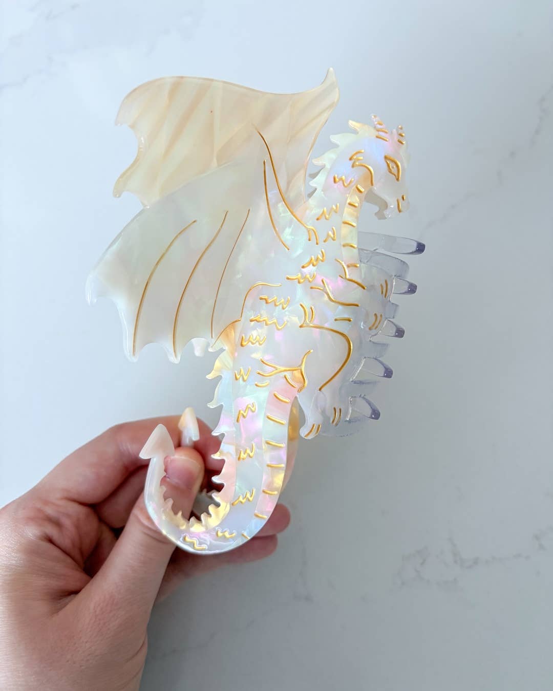 Cream Dragon Hair Claw Clip