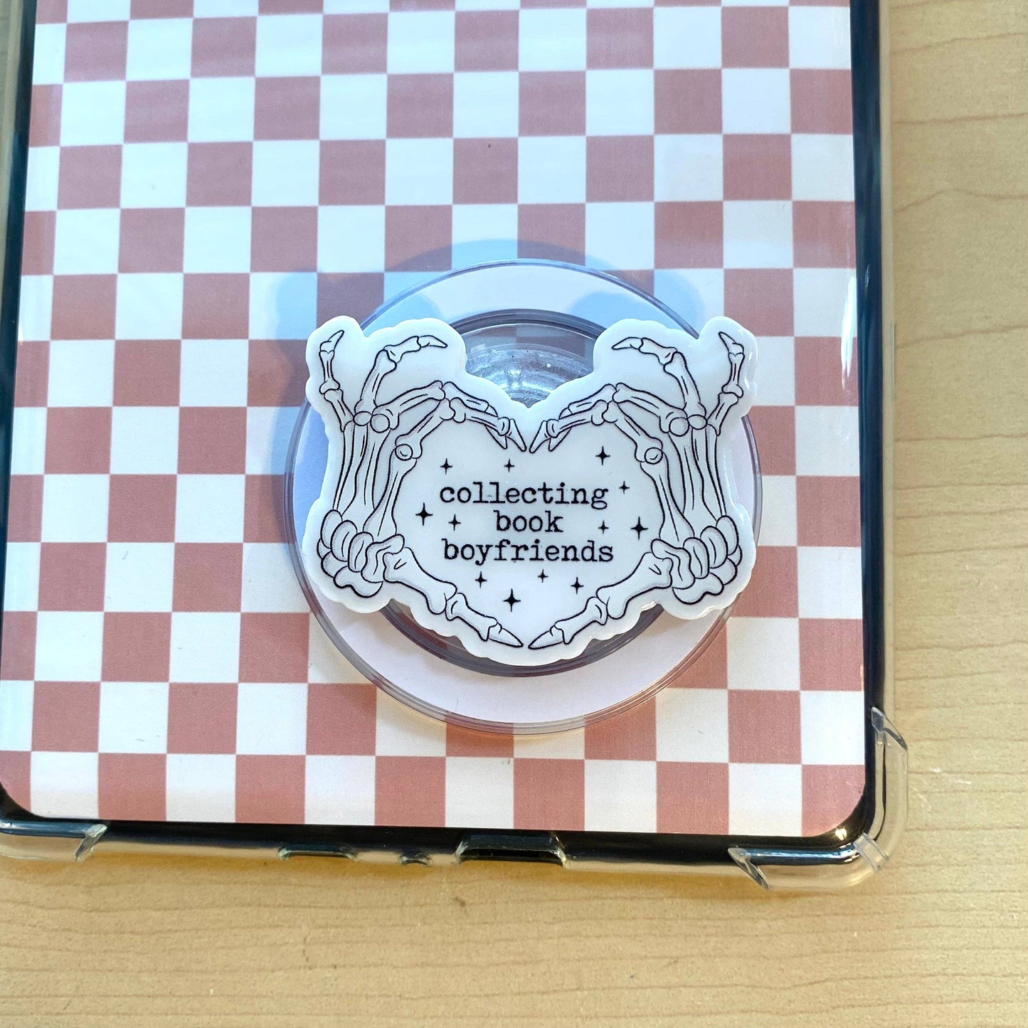 "Collecting Book Boyfriends" Skeleton E-Reader, Phone Grip for all Devices (Magnetic)
