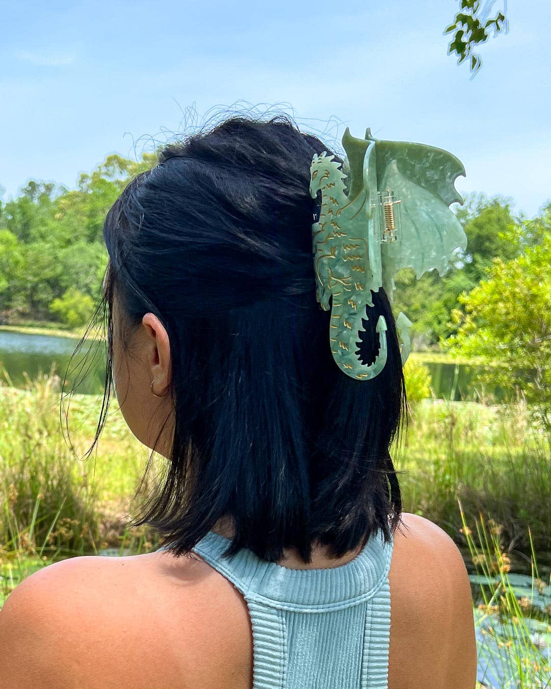 Green Dragon Hair Claw Clip