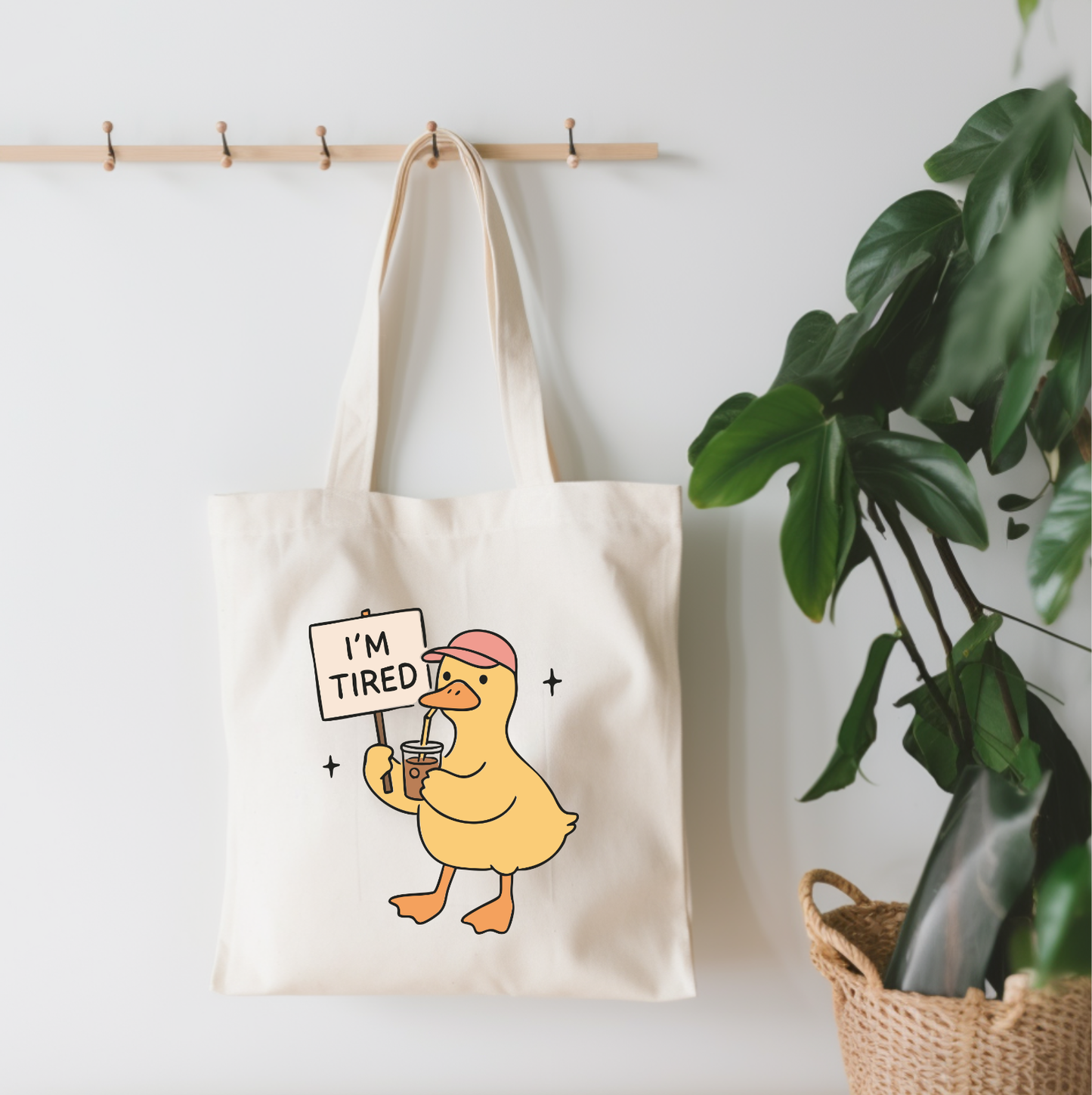 "I'm Tired" Duck Canvas Tote Bag