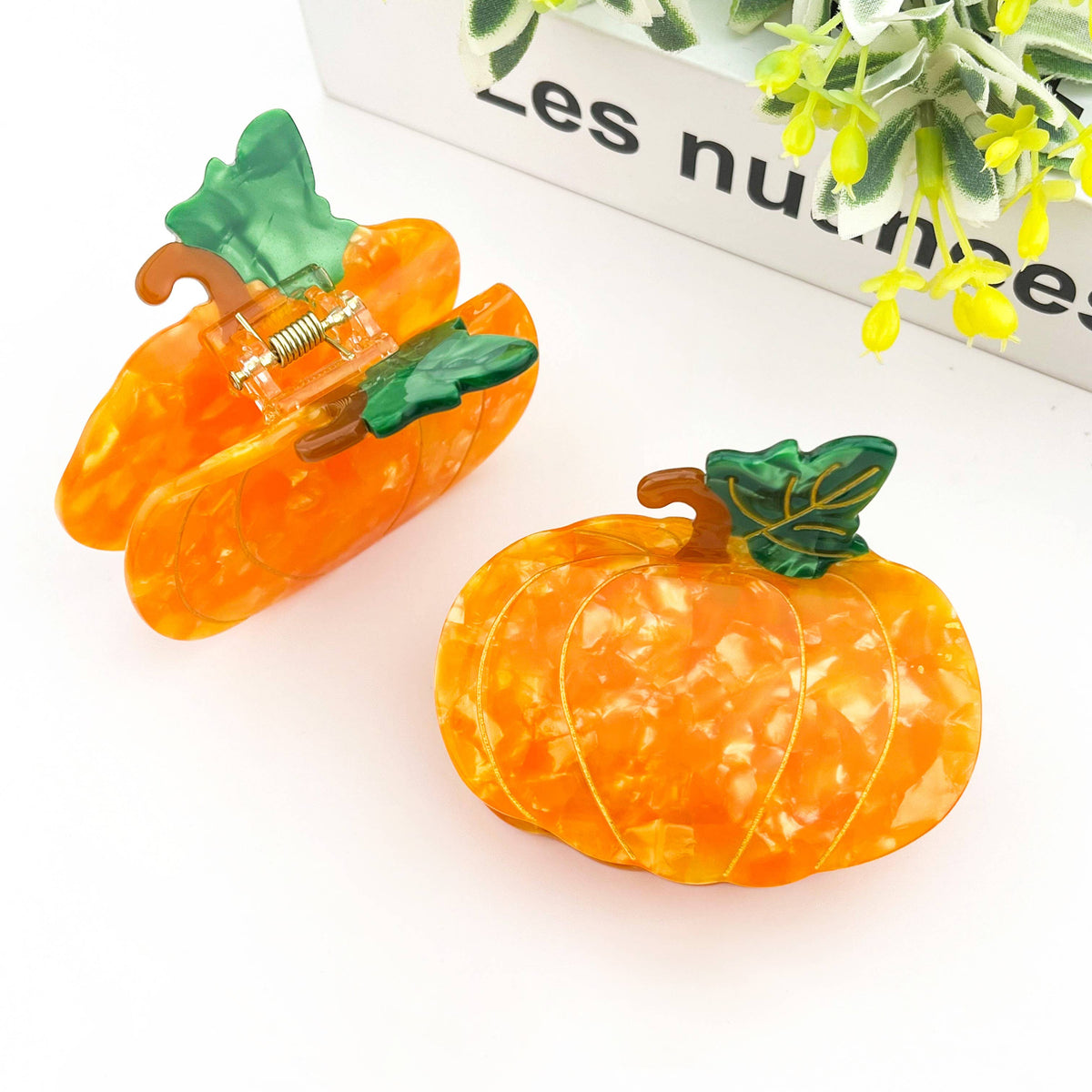 Orange Pumpkin Hair Claw Clip