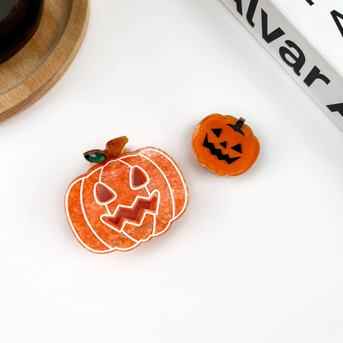 Small Orange Pumpkin Hair Clip