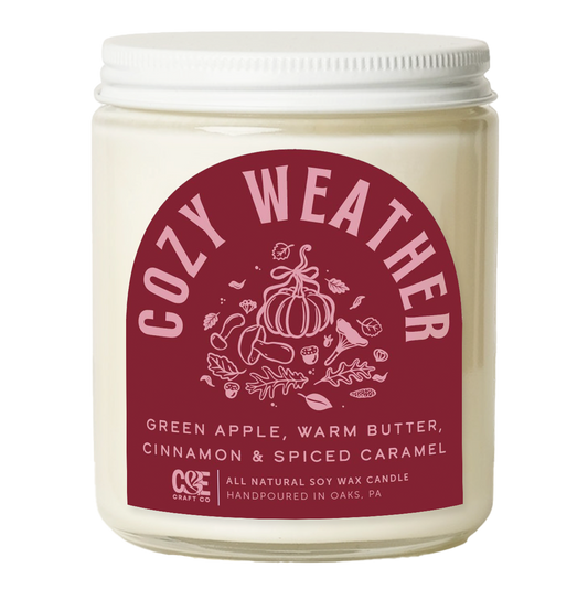 Cozy Weather Scented Candle: 8 oz Candle