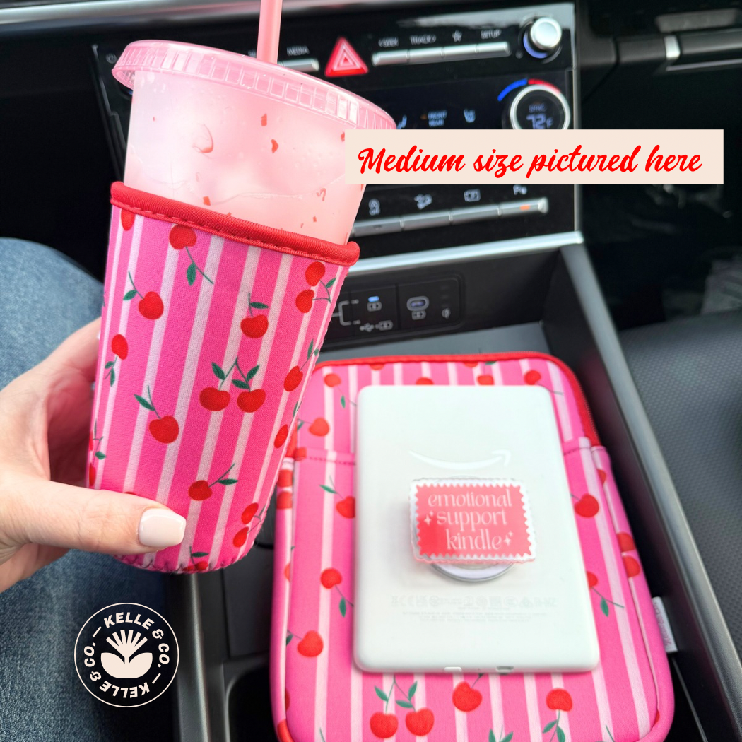 Cherry Stripes Reusable Coffee Sleeve
