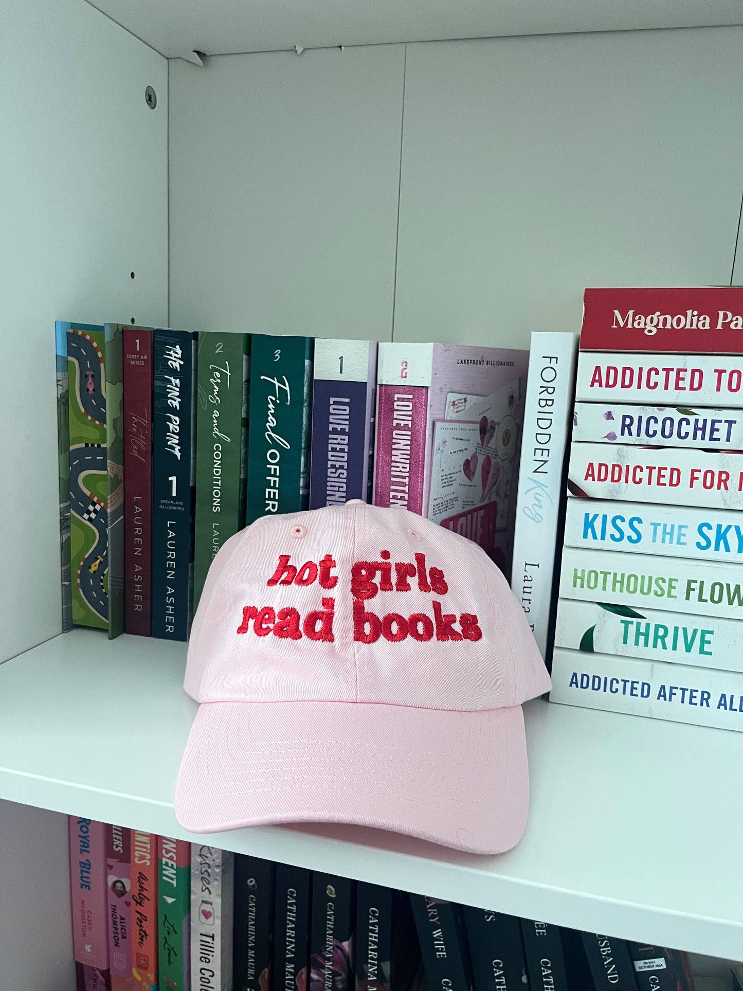 Pink "Hot Girls Read" Bookish Embroidered Dad Hat