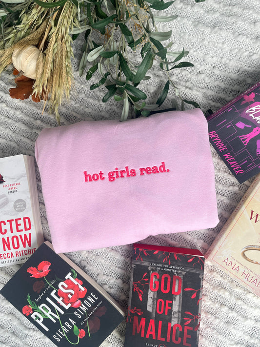 Pink "Hot Girls Read" Crewneck Sweatshirt