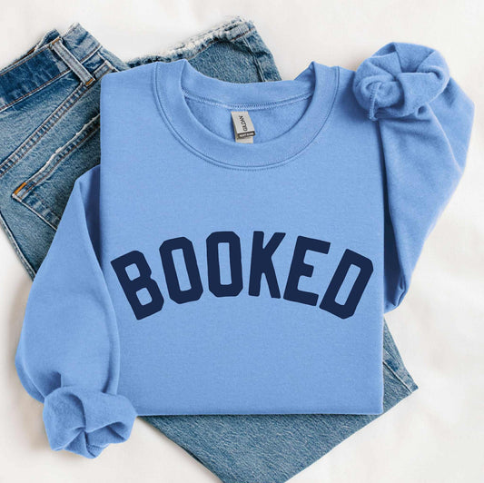 Blue "Booked" Crewneck Sweatshirt
