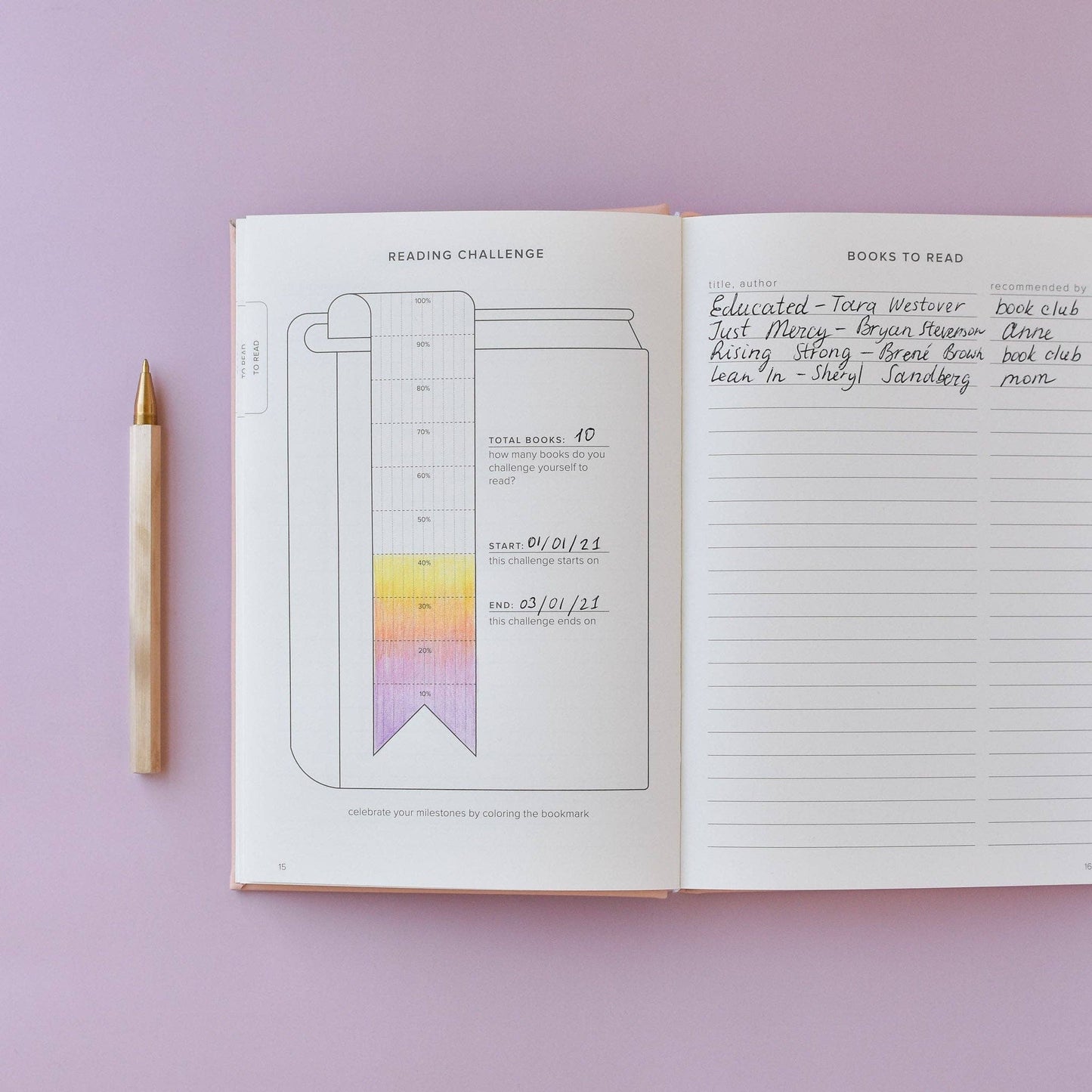 Blush Reading Journal (Avid Reader)