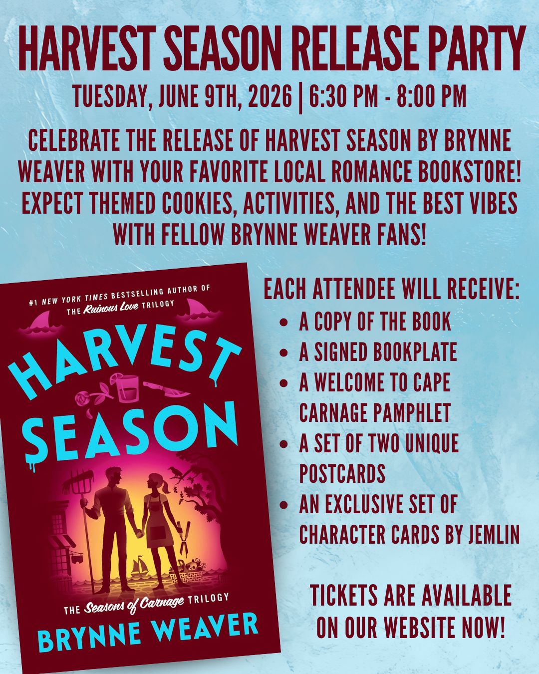 HARVEST SEASON Release Party | June 9, 2026, 6:30 PM - 8:00 PM