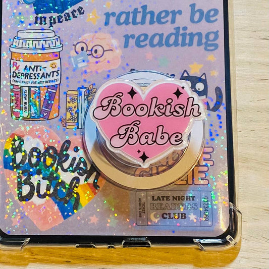 "Bookish Babe" E-Reader, Phone Grip for all Devices (Adhesive)