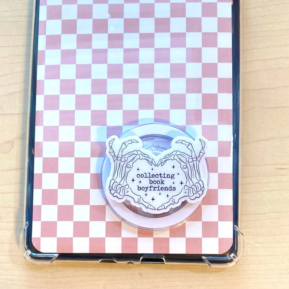 "Collecting Book Boyfriends" Skeleton E-Reader, Phone Grip for all Devices (Magnetic)