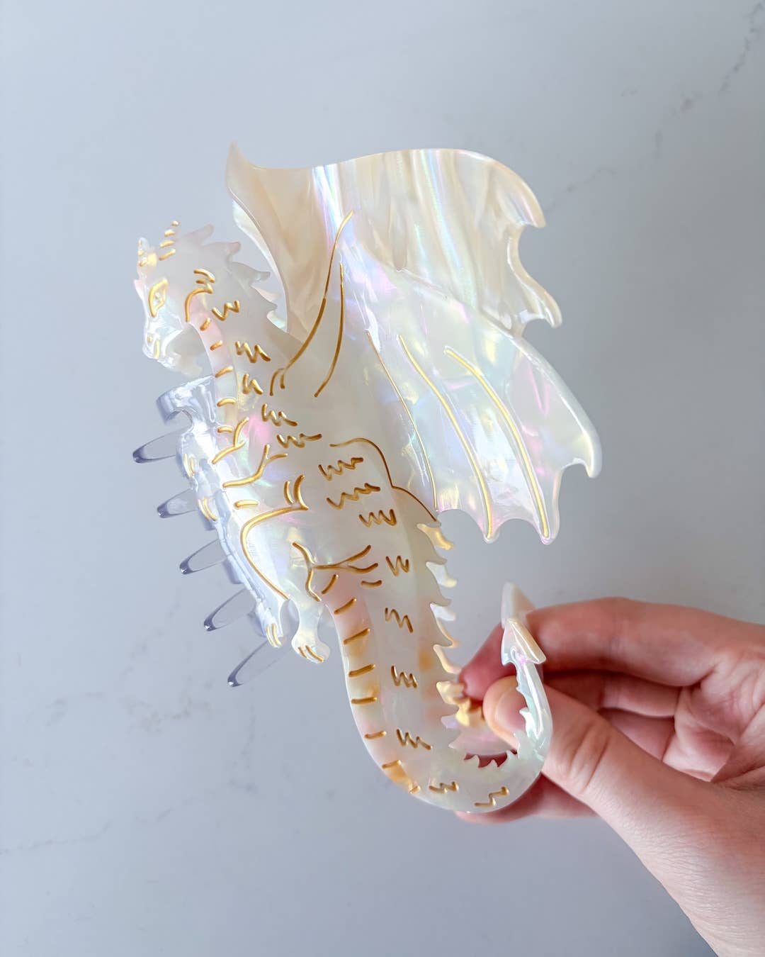 Cream Dragon Hair Claw Clip