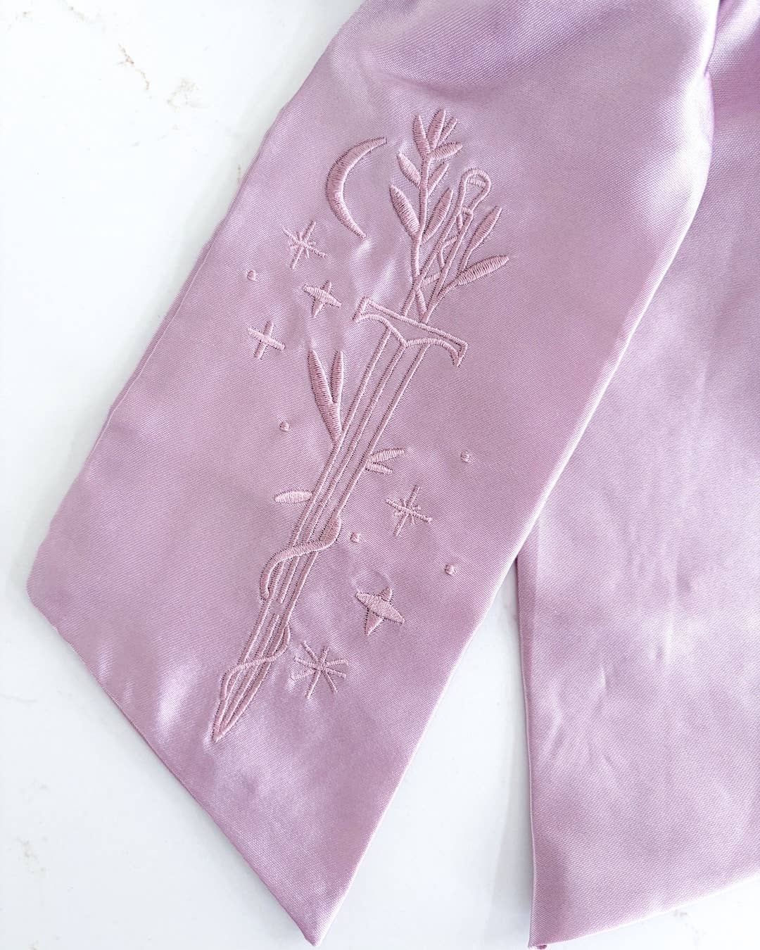 Fantasy Sword Hair Embroidered Satin Bow Clip