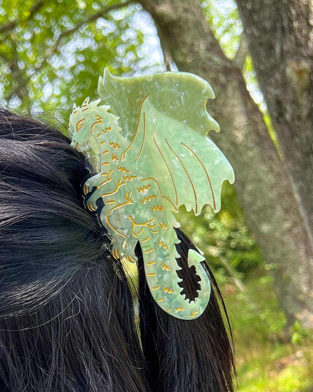 Green Dragon Hair Claw Clip