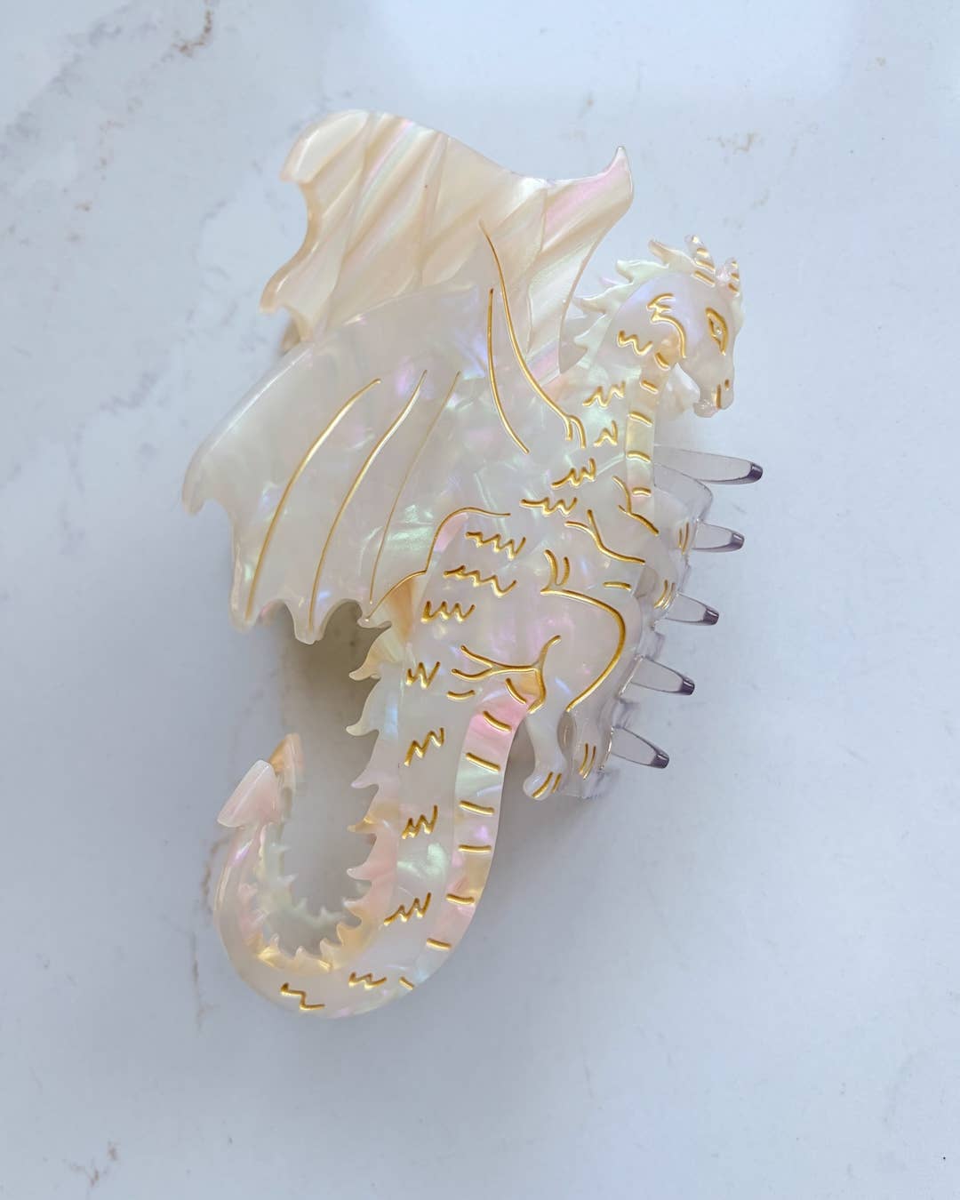 Cream Dragon Hair Claw Clip