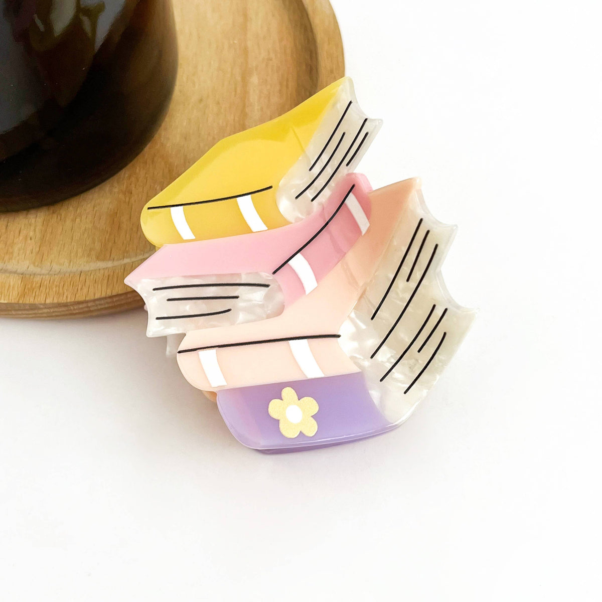 Short Book Stack Hair Clip