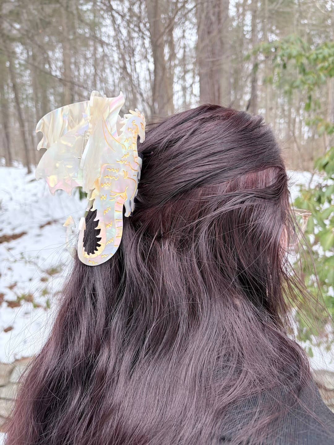 Cream Dragon Hair Claw Clip