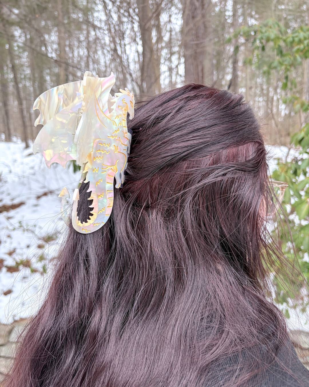 Cream Dragon Hair Claw Clip