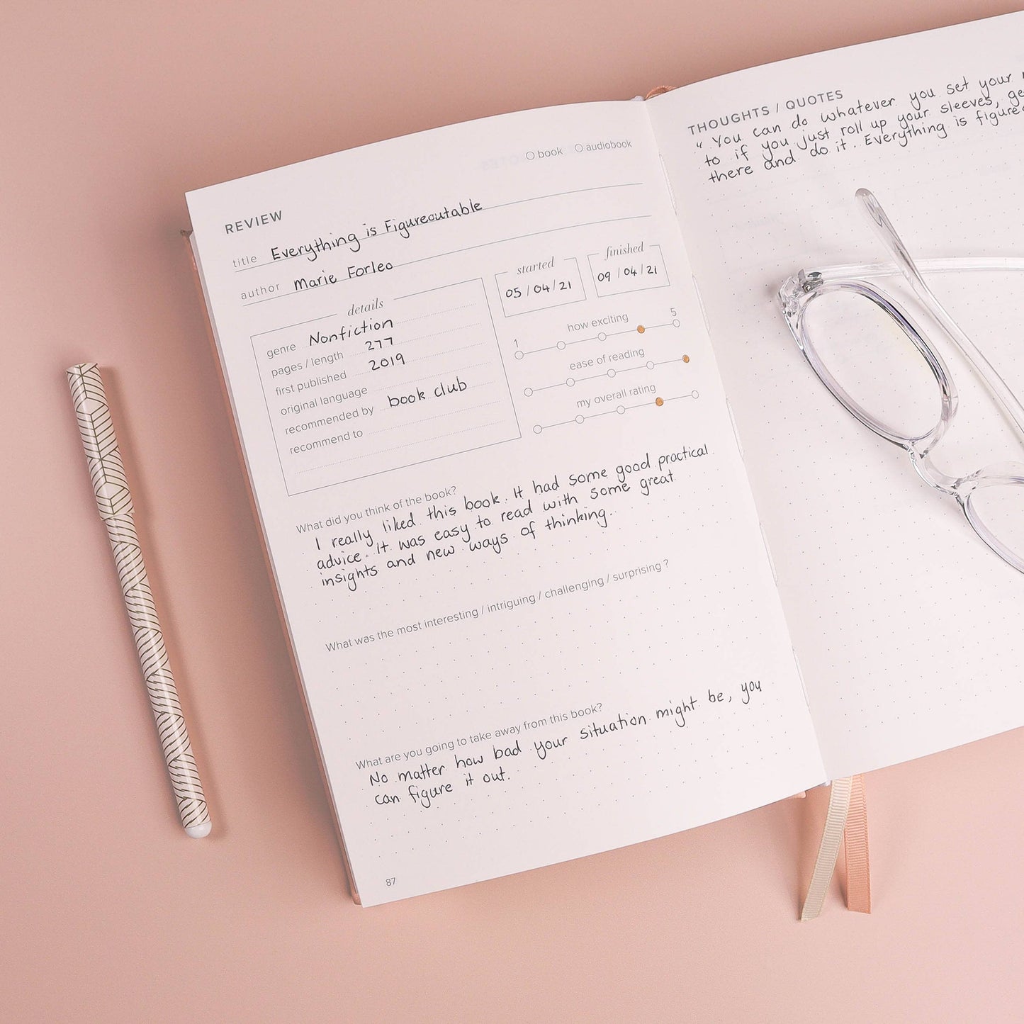 Blush Reading Journal (Avid Reader)