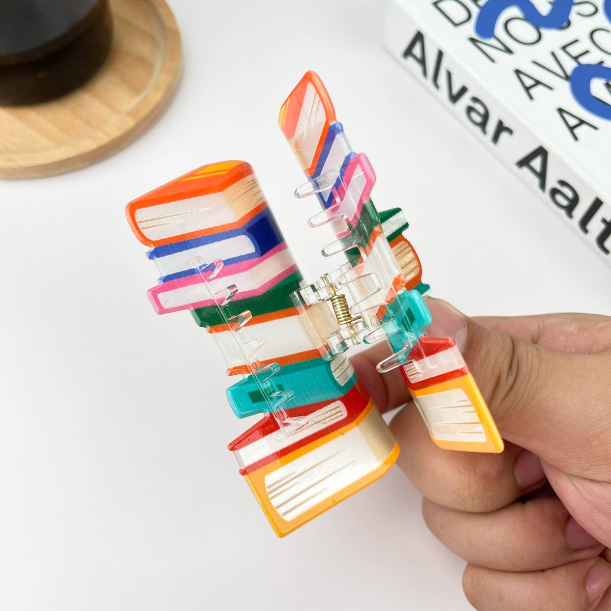 Tall Book Stack Hair Clip
